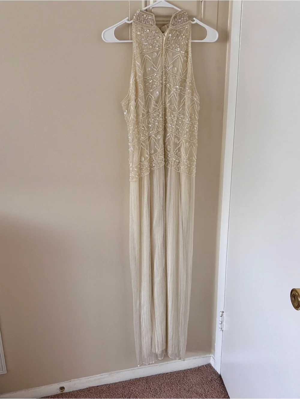 Vintage Ivory Beaded & Sequin Formal Dress - Picture 3 of 13